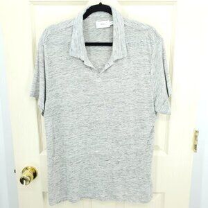 Onia 100% Linen Knit Polo Neck Short Sleeve Shirt XL Gray